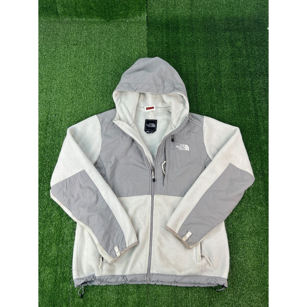 The North Face Denali Hooded Fleece Jacket Gray Polartec Womens Large ANLN F12